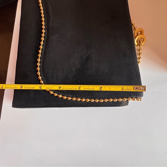 Stuart Weitzman Black Shoulder Bag with Gold Trim - Picture 3 of 12